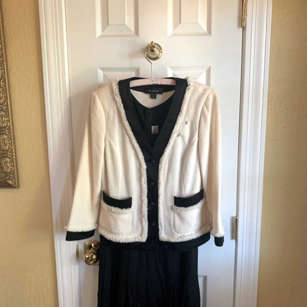 Elegant St John's evening or wedding outfit.